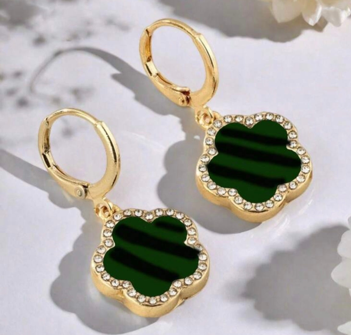 Studded Clover Dangle Earrings