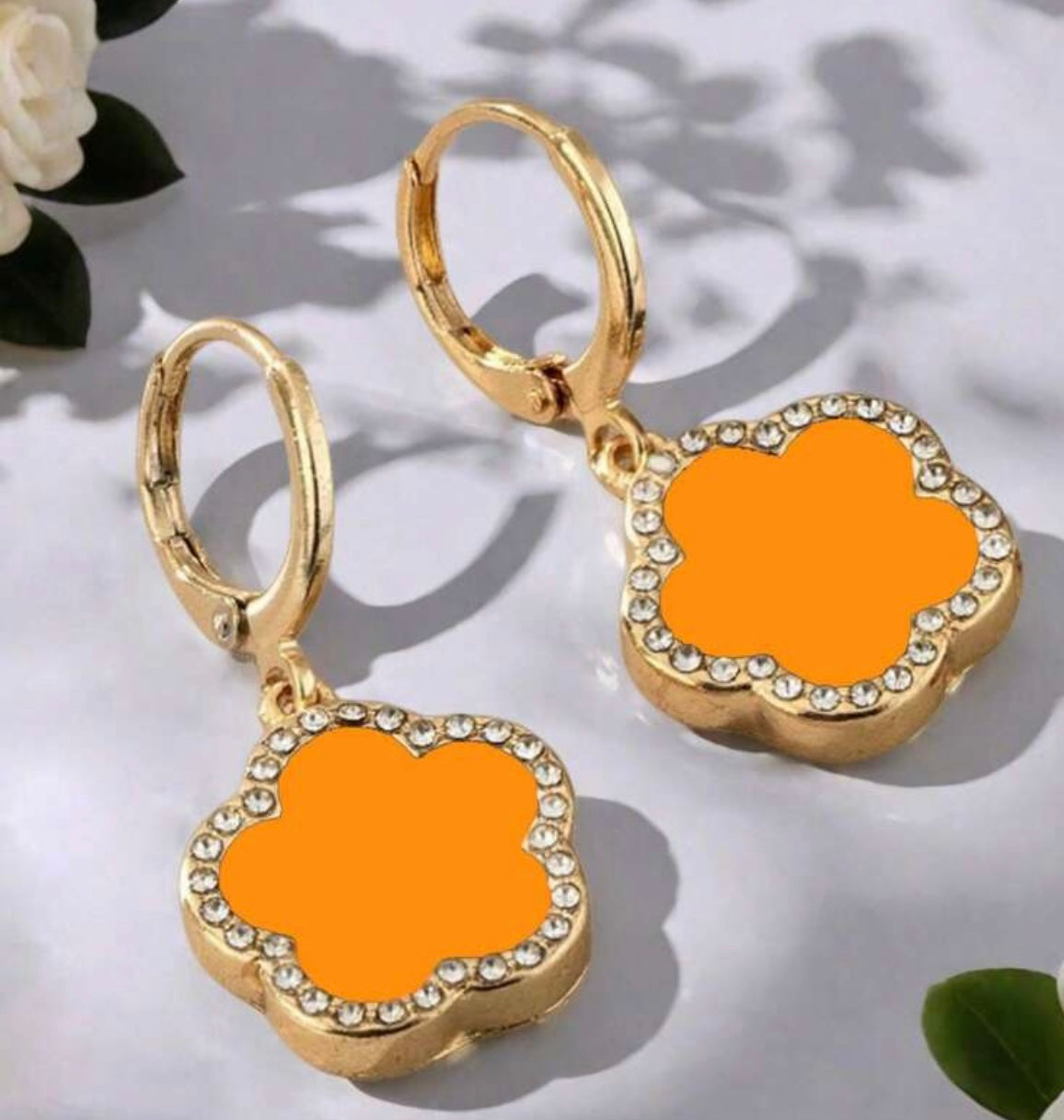 Studded Clover Dangle Earrings