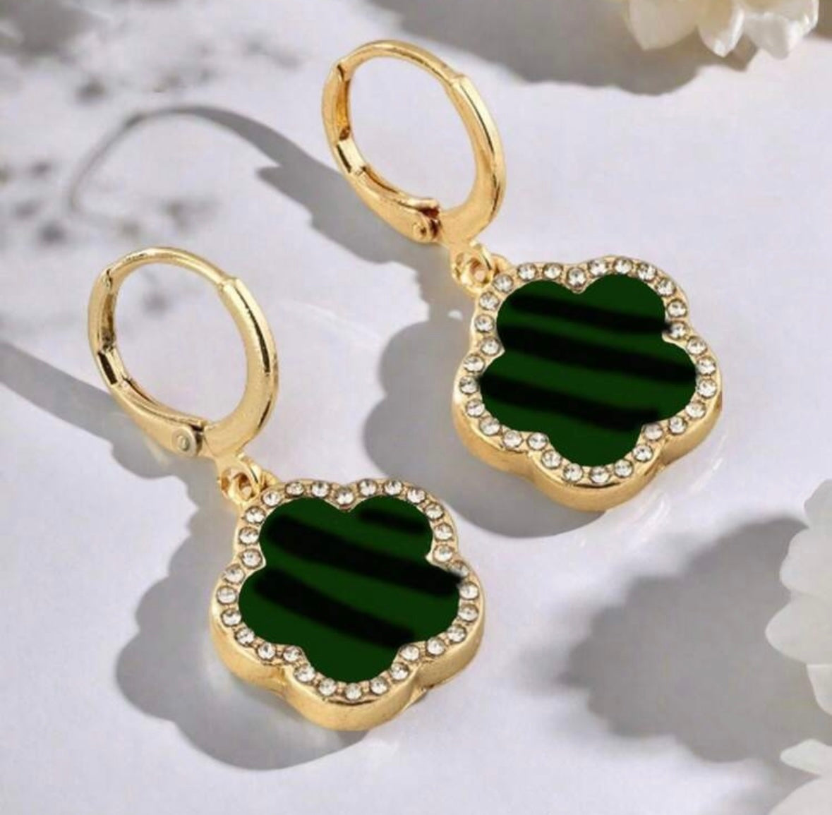 Studded Clover Dangle Earrings