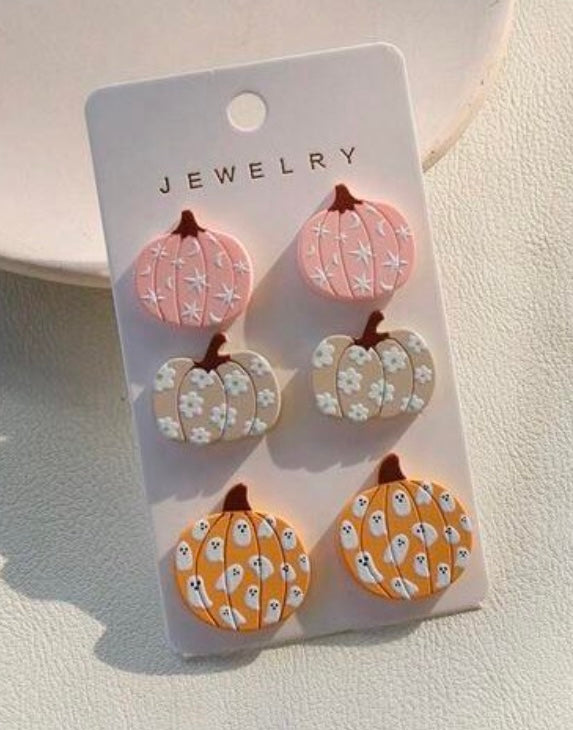 Ghost Pumpkin Tro Earrings