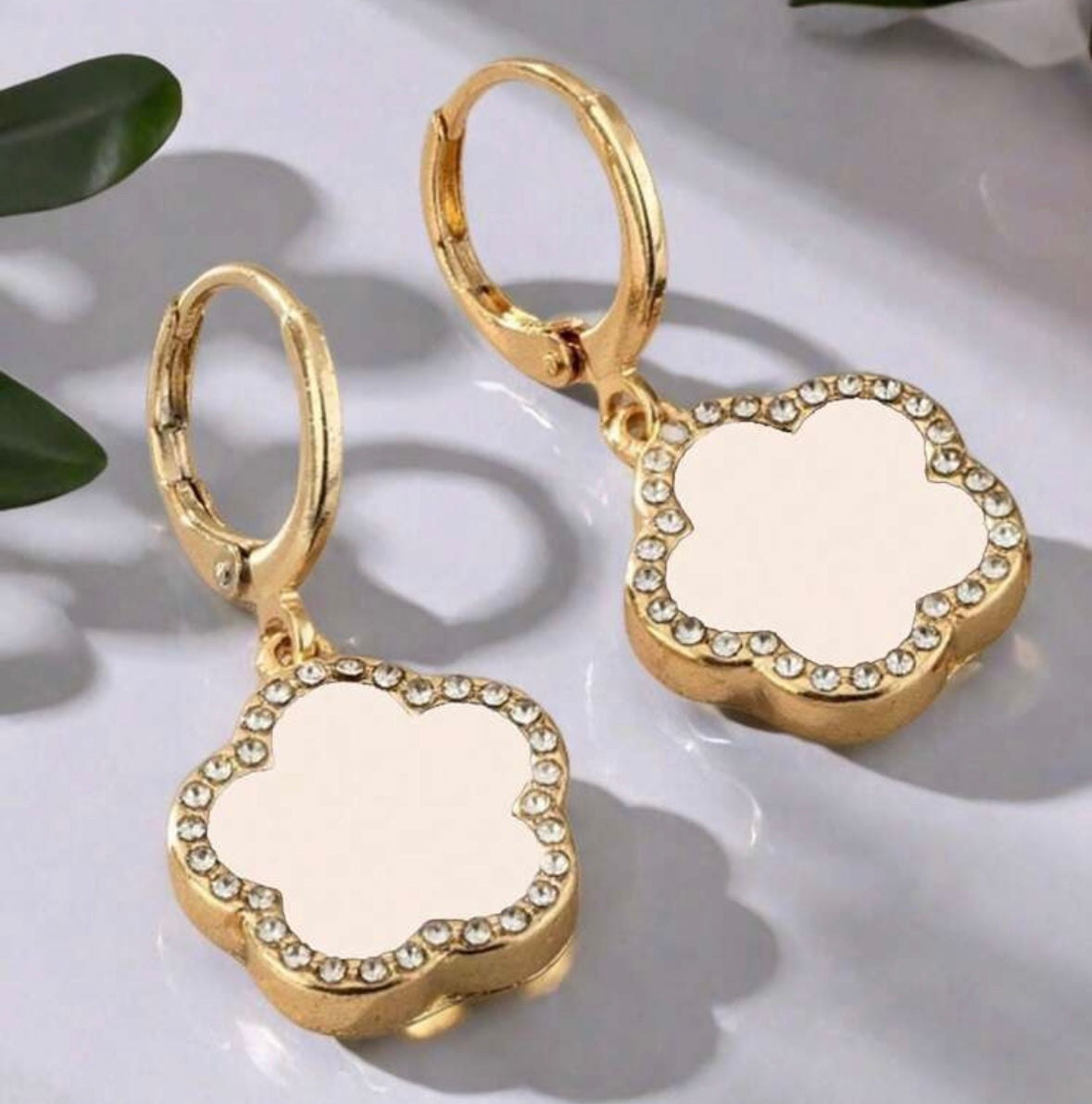 Studded Clover Dangle Earrings