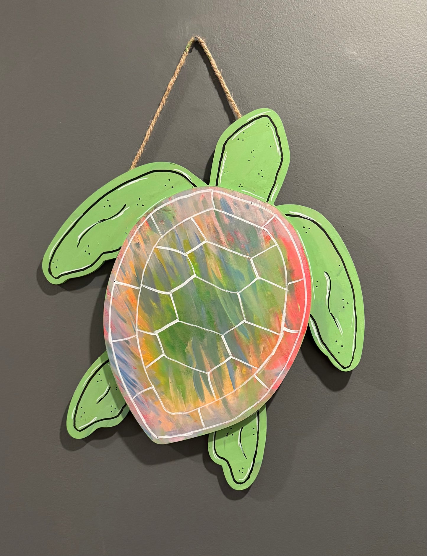 Wooden Turtle hand painted