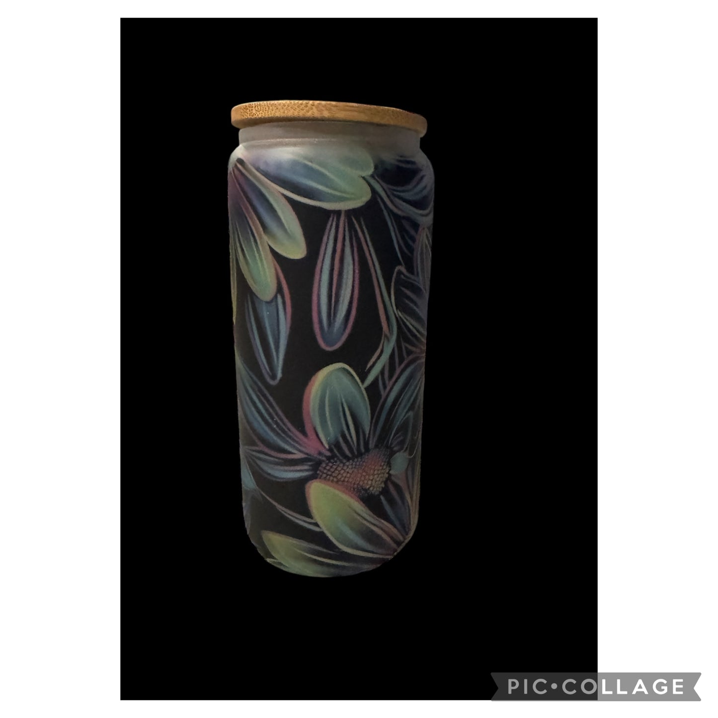 Glass 16oz Libbey Flowers Dark