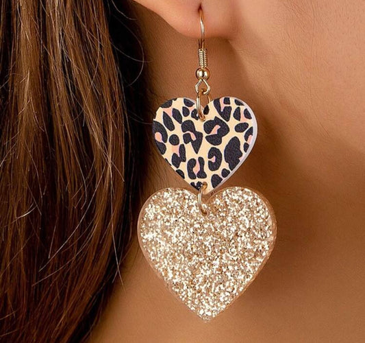 Leopard Heart Earrings
