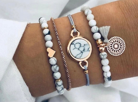 Gray Stone Bracelet set