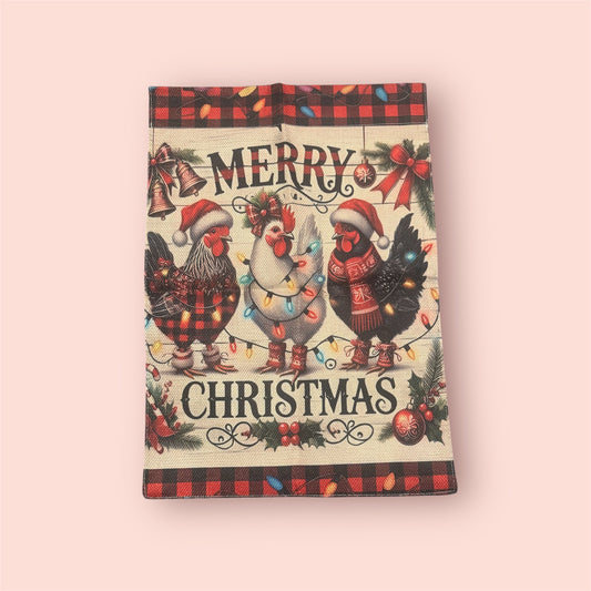 Christmas Chickens Garden Flag