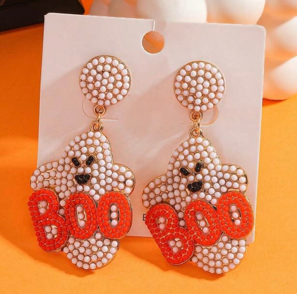 Beaded boo earrings
