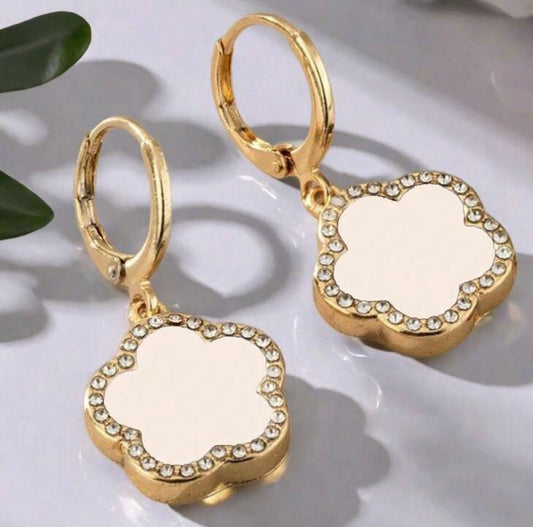 Studded Clover Dangle Earrings