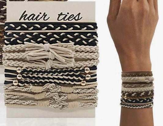 Black tan bow hair tie