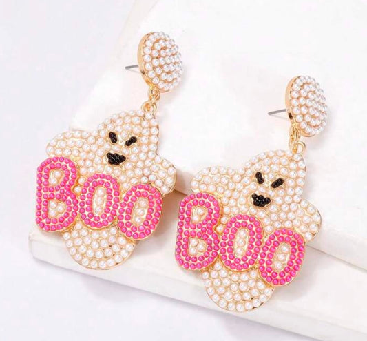 Beaded boo earrings