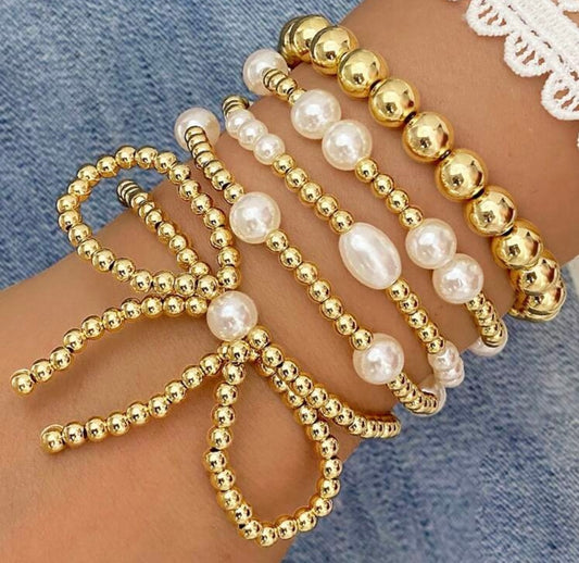 Bow & Pearl bracelet set