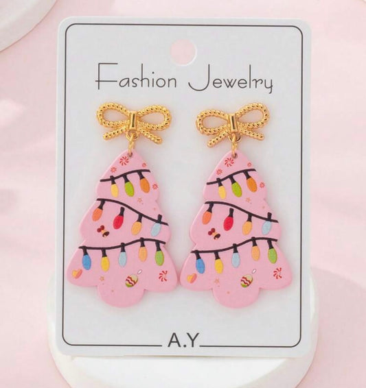 Pink Tree w/Lights Earrings