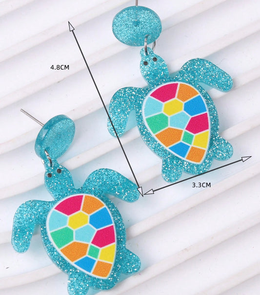 Blue Turtle Earrings