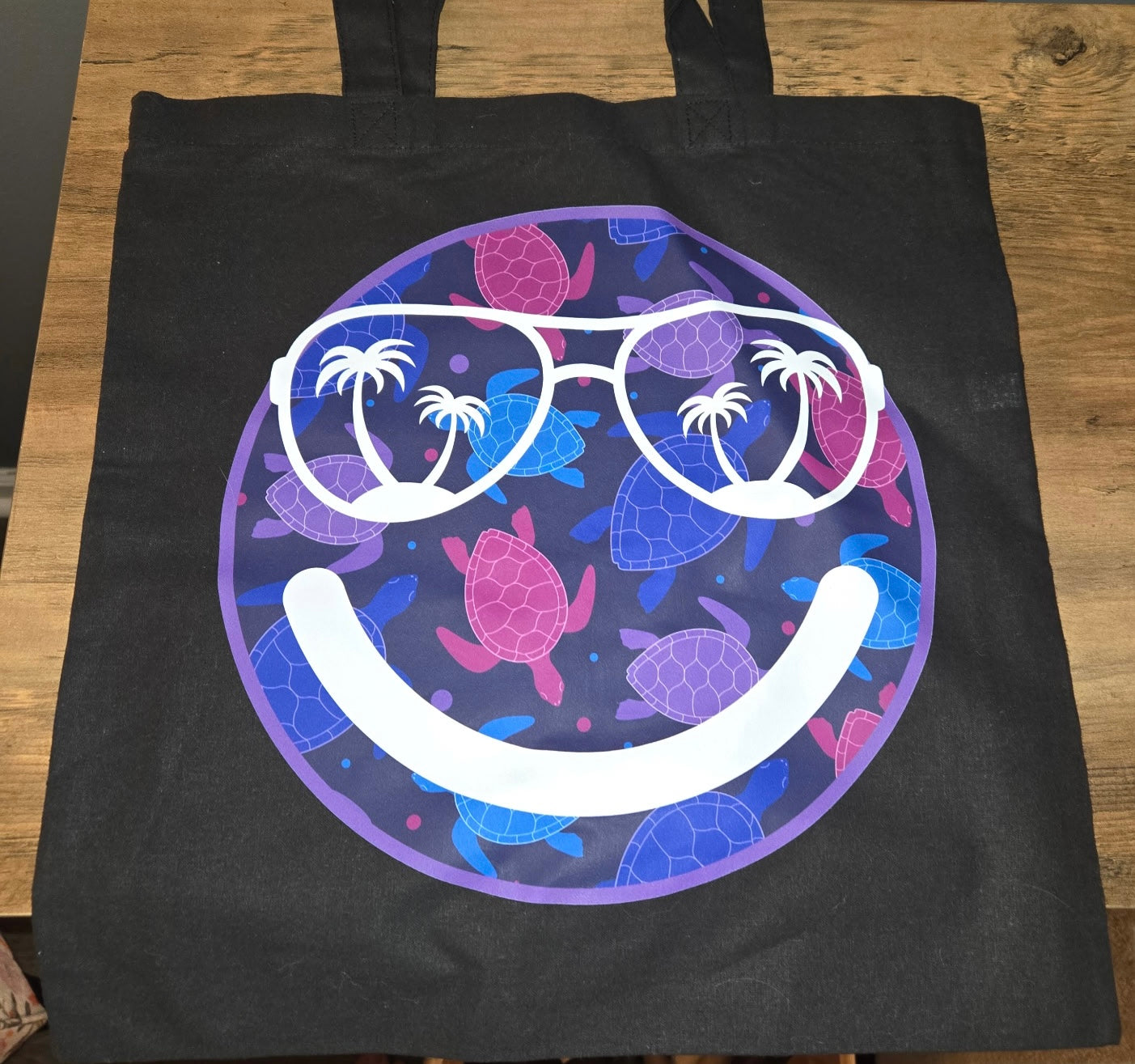 Canvas Tote Turtle Smiley Face